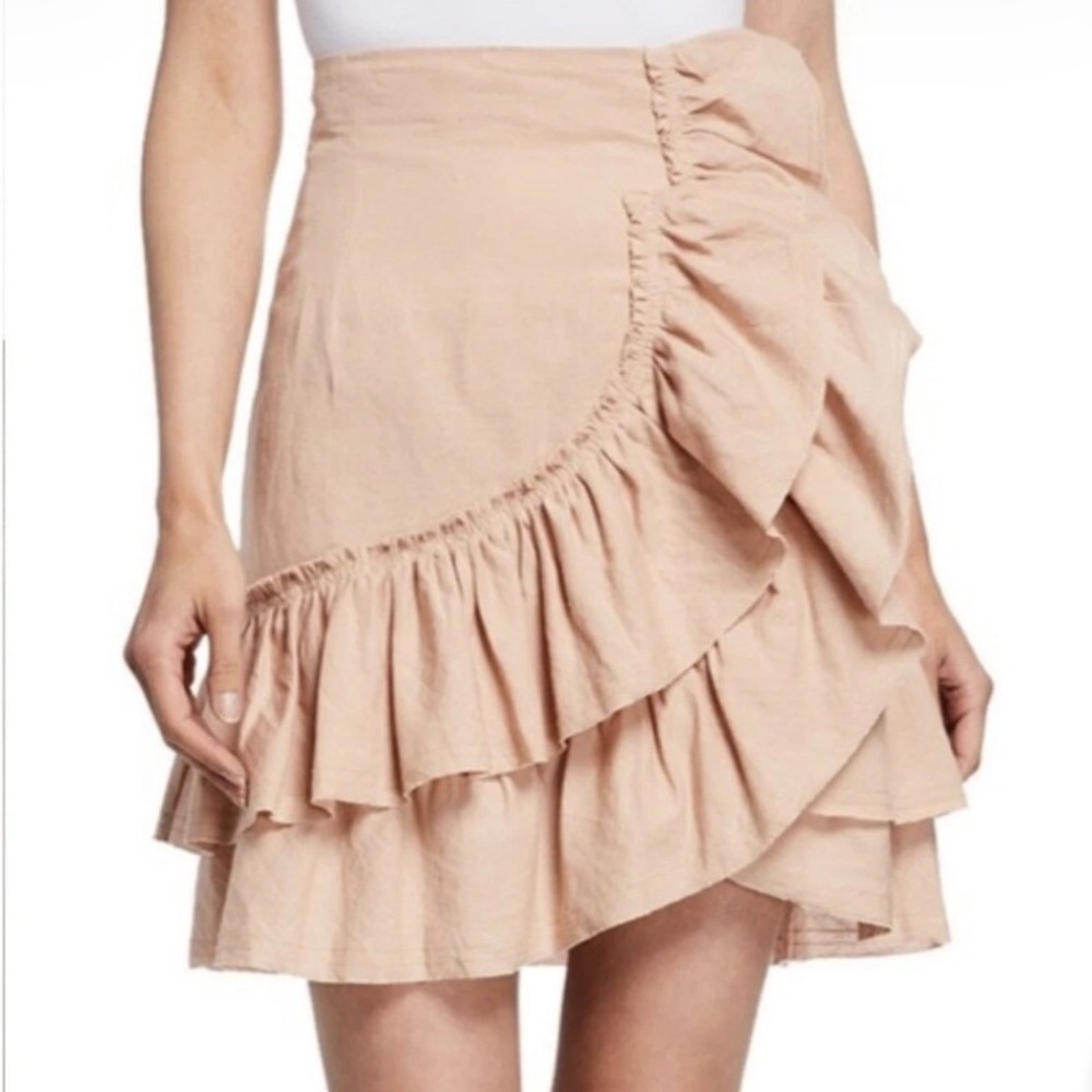 IRO Paris White Linen Ruffle Wrap Mini Skirt - Picture 6 of 8
